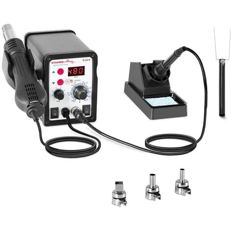 STAMOS Station De Soudage Dessoudage LED SMD CMS Kit Fer À Souder 60w + Air Chaud 650W - Noir 1 STAMOS Station De Soudage Dessoudage LED SMD CMS Kit Fer À Souder 60w + Air Chaud 650W - Noir
