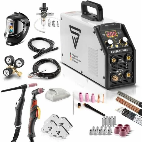 STAHLWERK CT550 ST- équipement Complet - Soudeuse Compacte TIG / MMA Avec Coupeur Plasma Jusqu'à 12 Mm, 200 Ampères TIG/MMA + 50 Ampères CUT, 7 Ans De Garantie 1 STAHLWERK CT550 ST- équipement Complet - Soudeuse Compacte TIG / MMA Avec Coupeur Plasma Jusqu'à 12 Mm, 200 Ampères TIG/MMA + 50 Ampères CUT, 7 Ans De Garantie