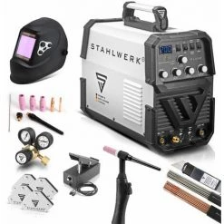 STAHLWERK DC TIG 200 Puls ST équipement Complet - Machine à Souder TIG Professionnelle Avec MMA E-hand, Adaptée Aux Tôles Fines Grâce à La Fonction D'impulsion, Avec Fonction Pédale, Garantie 7 Ans*.