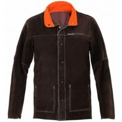 Veste De Survêtement Stamos 'L' Veste De Travail En Cuir De Vachette Véritable - Vert Kaki Foncé, Orange Fluo -Soudure à l'arc Soldes 24393384 3