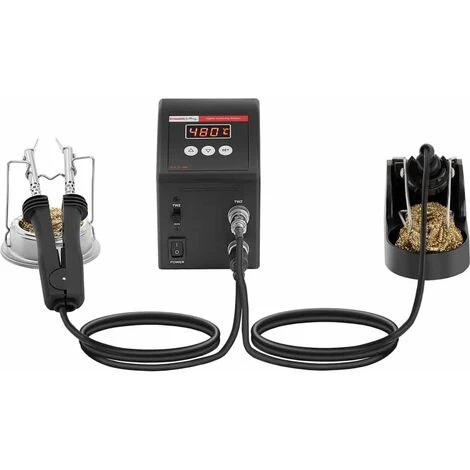 STAMOS Station De Soudage Dessoudage Numérique ESD SMD Fer À Souder Support Éponge 80W - Argent 5 STAMOS Station De Soudage Dessoudage Numérique ESD SMD Fer À Souder Support Éponge 80W - Argent – Image 5