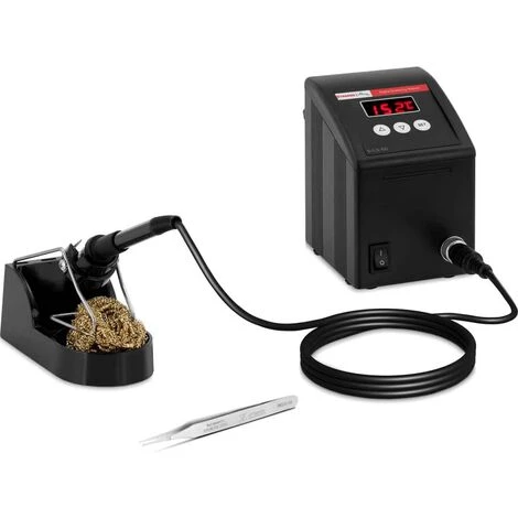 STAMOS Station De Soudage Dessoudage LED Numérique ESD Fer À Souder Support Éponge 100W - Noir, Blanc 1 STAMOS Station De Soudage Dessoudage LED Numérique ESD Fer À Souder Support Éponge 100W - Noir, Blanc