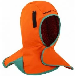 STAMOS Cagoule Coton Ignifuge Soudure Masque Protection Tête Cou Soudage MIG/MAG/TIG - Marron, Or