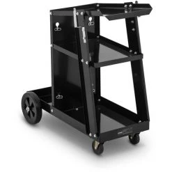 STAMOS Chariot De Soudage Mobile Atelier Soudure Poste À Souder Support Bouteilles 80kg - Noir