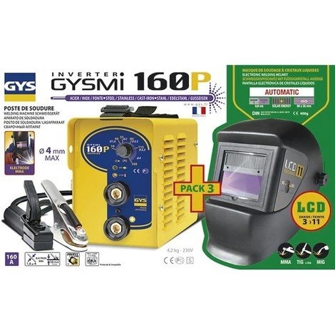 Poste De Soudure GYS à électrodes Inverter - GYSMI 160P + Masque LCD Techno 11 - 030435 1 Poste De Soudure GYS à électrodes Inverter - GYSMI 160P + Masque LCD Techno 11 - 030435