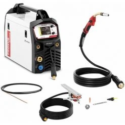 STAMOS Poste À Souder À L'Arc Gaz Inverter IGBT MIG/MAG MMA TIG FCAW Synergique 200A - Blanc, Blanc Mat