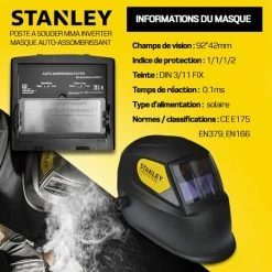 STANLEY Poste à Souder Inverter 160A + Masque 11DIN -Soudure à l'arc Soldes 5269106 3