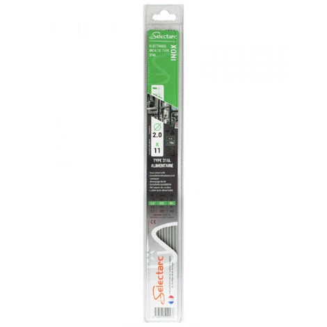 Baguettes Soudure Inox 316L 2.5mm Lot De 9 - Longueur 350mm Selectarc 1 Baguettes Soudure Inox 316L 2.5mm Lot De 9 - Longueur 350mm Selectarc