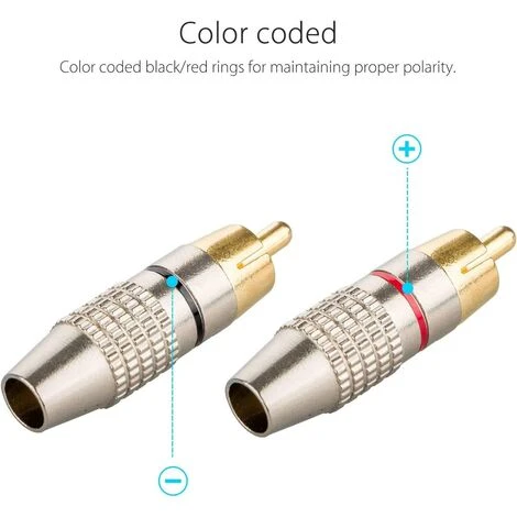JOORRT 12Pcs RCA Connecteur Male,Connecteurs Audio Vidéo RCA,RCA Terminal Connecteur Audio,RCA Connecteur à Sans Soudure,Connecteurs RCA Plug Jack 5 JOORRT 12Pcs RCA Connecteur Male,Connecteurs Audio Vidéo RCA,RCA Terminal Connecteur Audio,RCA Connecteur à Sans Soudure,Connecteurs RCA Plug Jack – Image 5